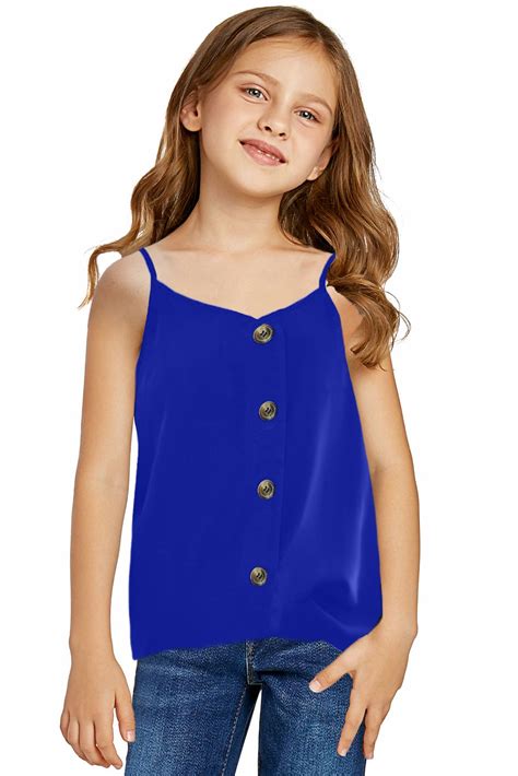 Blue Down Tank Kids Girls Tops Kids Fashion Girl Black Camis