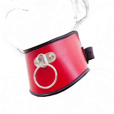 new arrival sexy red pu leather necklace erotic chastity neck collar fetish choker bondage