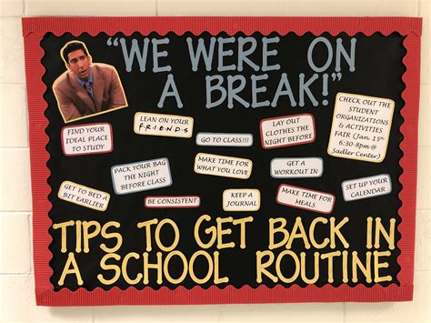 Friends Themed Ra Bulletin Board Tips To Get Back Into A School Routine  School Counseling