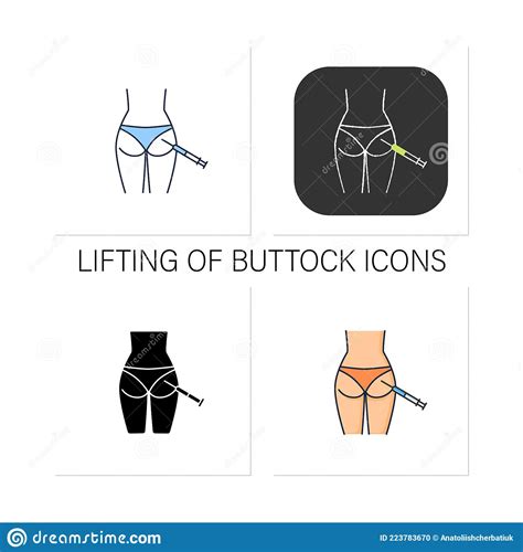 Injection Into Buttocks Line And Solid Icon Injections Concept