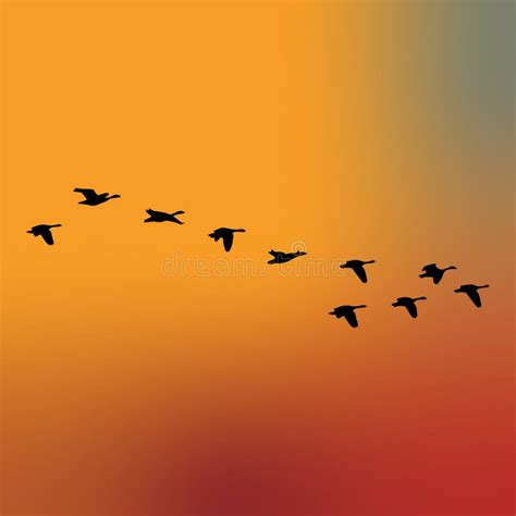 Silhouette Of A Flock Of Birds Or Geese Flying Vector Stock Vector