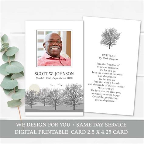 Memorial Remembrance Card Template Customized For You To Print