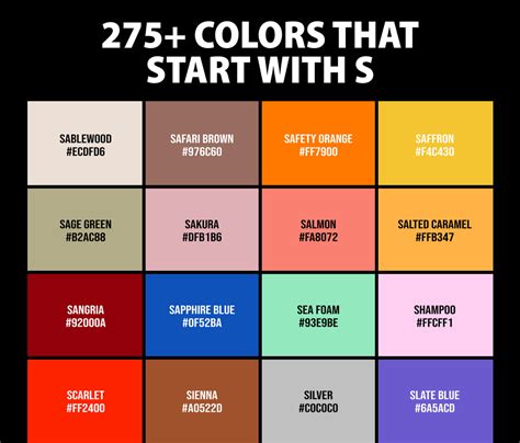 275 Colors That Start With S Names And Color Codes Creativebooster