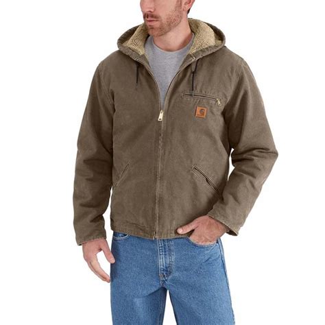 carhartt men s sandstone sherpa lined sierra jackets j141