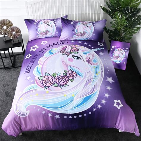 Full Sleepwish Rainbow Unicorn Bedding Sparkling Star Unicorn Black