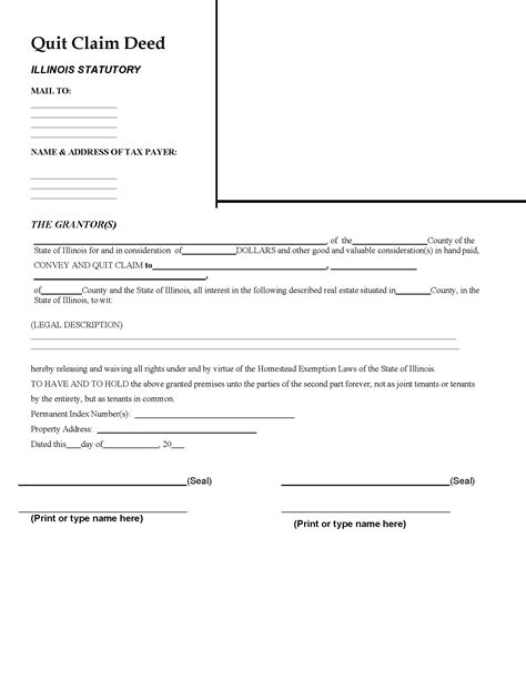 Illinois Quitclaim Deed Form 2020 2021 Fill And Sign Printable Gambaran