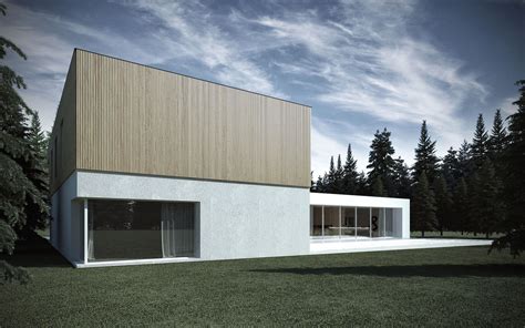 Minimalist Shape With Wooden Verticals On The Elevations