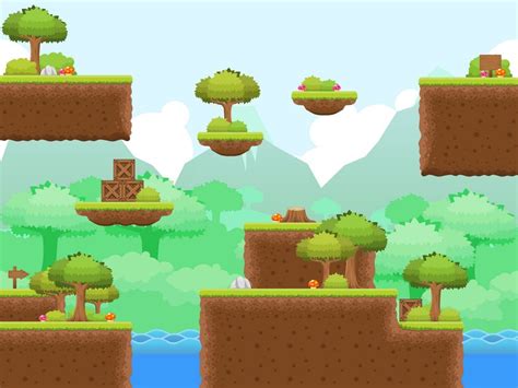 Free Platformer Game Tileset With Nature Themes Suitable For Adventure