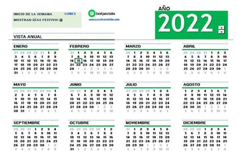 Calendario 2022 Excel