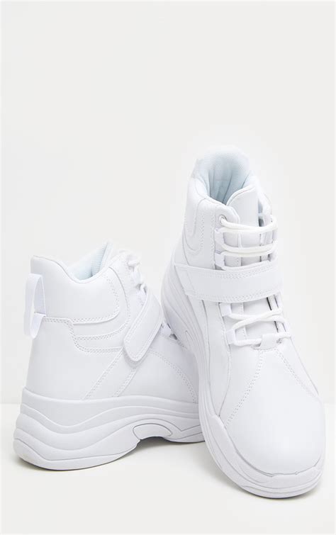 White Chunky High Top Sneakers Prettylittlething Aus