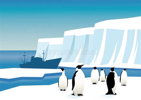 Penguins In Antarctica Stock Vector Image Of Illustration 57996112