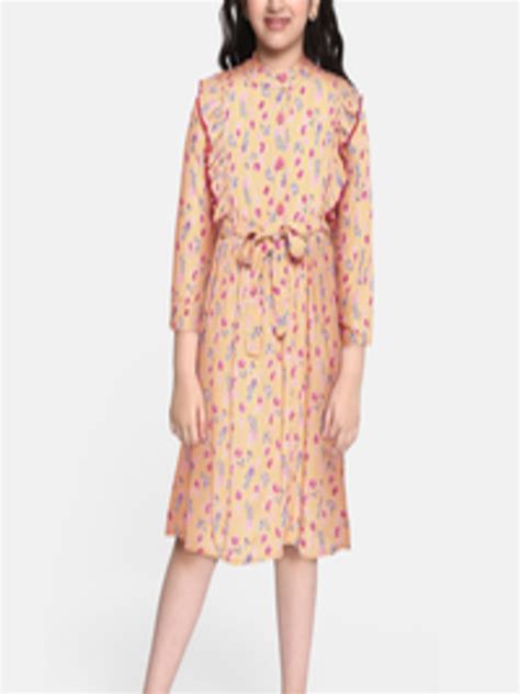 Buy Bella Moda Girls Yellow And Pink Floral A Line Dress Dresses For