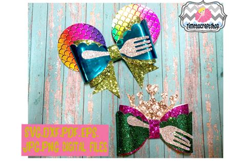 Free hair bows svg templates. Mermaid Princess Ariel Inspired Mouse Ears Hair Bow ...