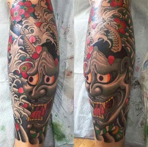 Sintético 173 Tatuagem hannya perna Bargloria