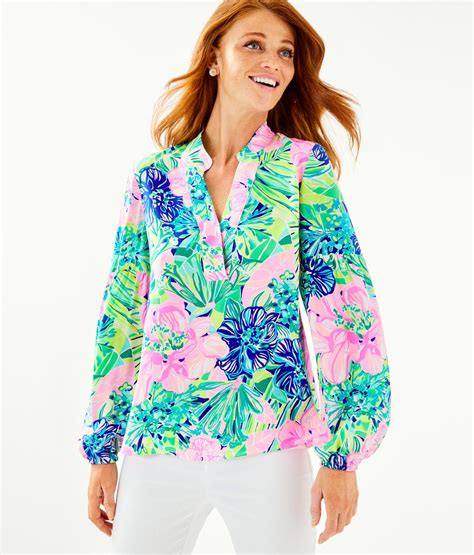Lilly Pulitzer Shea Floral Silk Tunic In Multi Island Escape Modesens
