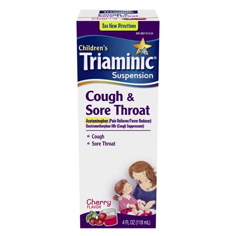 Triaminic Childrens Cough And Sore Throat Liquid Cherry Flavor 4 Oz