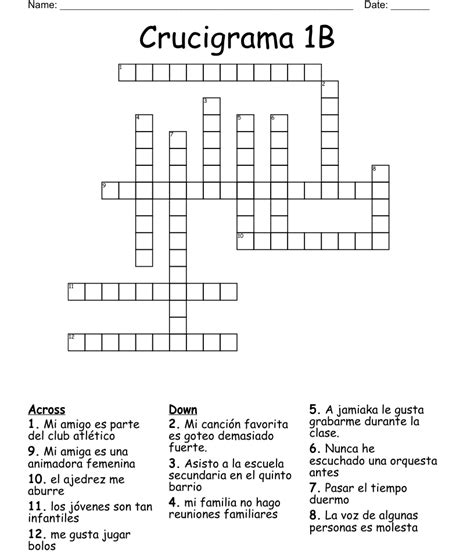 Crucigrama 1b Crossword Wordmint