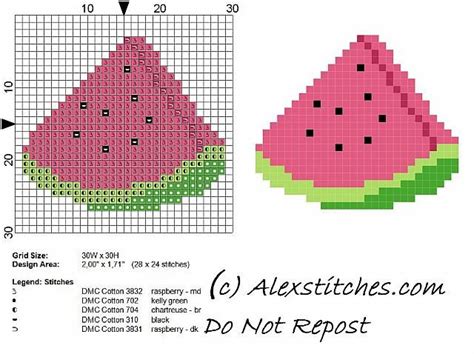 The patterns are produced by kitty & me designs, luhu stitches, imaginating and others priced from $2.49 to $22.00. Watermelon fruit free cross stitch pattern | Padrões de ...
