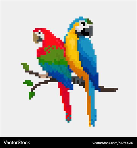 Cartoon Parrot Pixel Royalty Free Vector Image