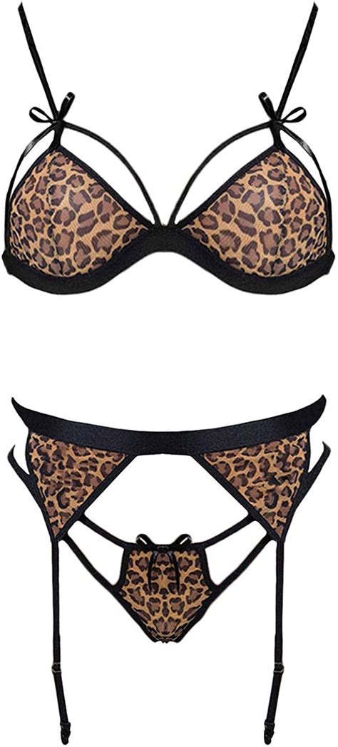 Amazon Sexy Leopard Lingerie Set For Women No Stockings Wireless