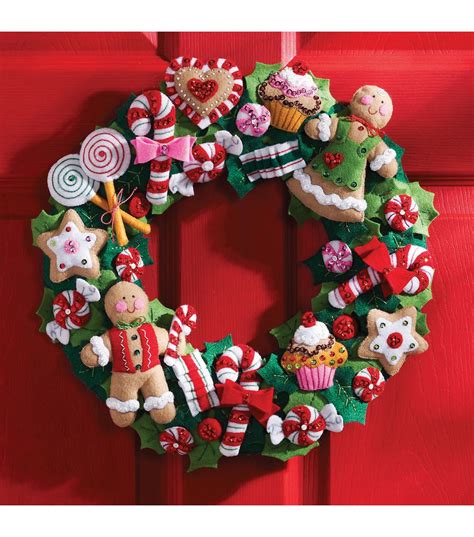 Bucilla Cookies And Candy Wreath Felt Applique Kit Homemade Christmas