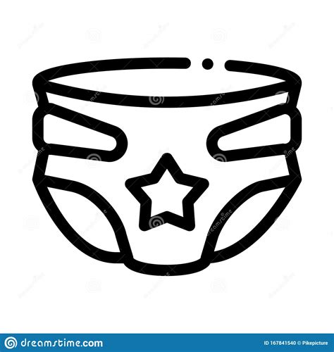 Diaper With Star Icon Vector Outline Illustration Stock Vector