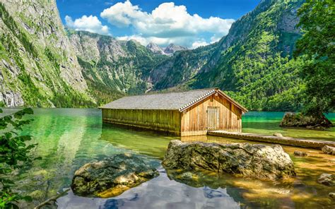 Mountain Lake Obersee Near Konigssee Lake Bavaria