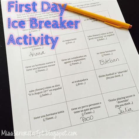 First Day Ice Breaker First Day Of School Activities Middle School