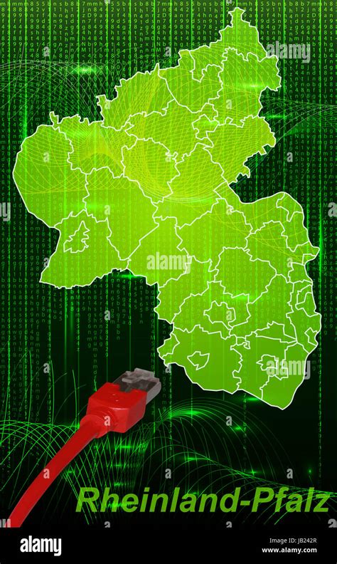 Karte Von Rheinland Pfalz Mit Grenzen Im Netzwerkdesign Stockfotografie