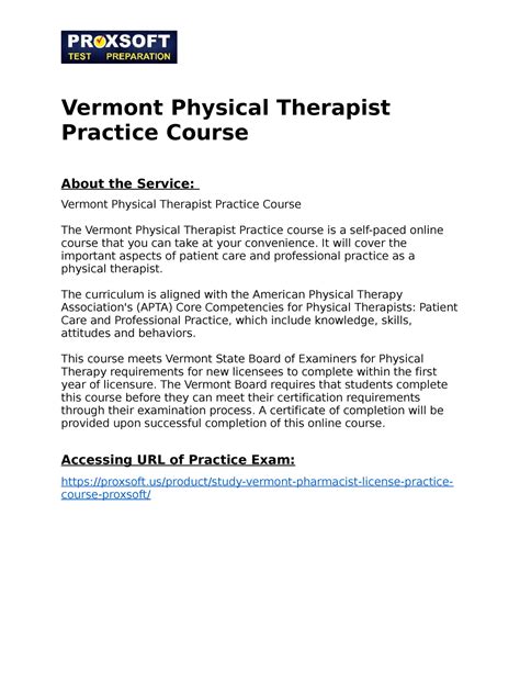 Vermont Physical Therapist Practice Course It Will Cover The Important Aspects Of Patient Care