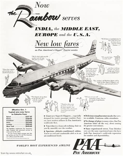 1953 Pan American Airlines The Rainbow Aviation Art Civil Aviation