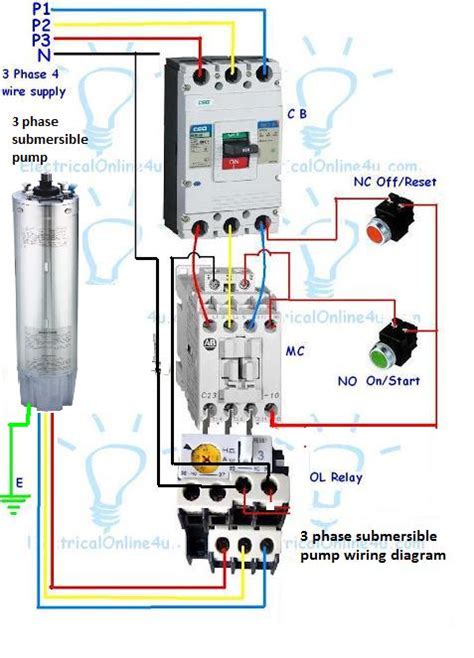 phase submersible pump wiring diagram  dol stater electrical