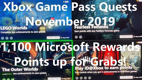 Xbox Game Pass Quests For November 2019 1100 Microsoft Rewards