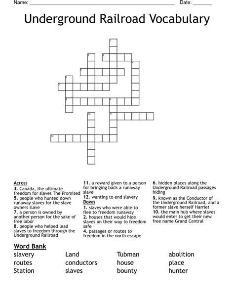 The Underground Railroad Word Search Wordmint