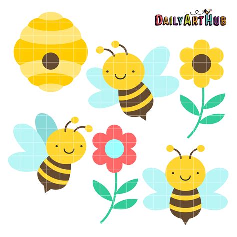 Cute Honey Bees Clip Art Set Daily Art Hub Free Clip Art Everyday