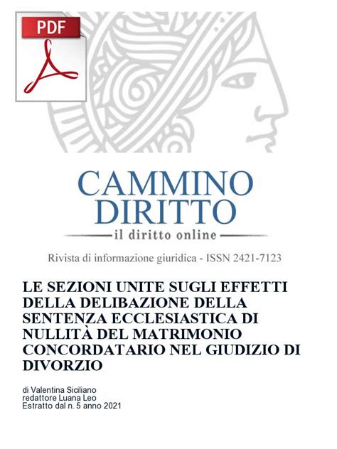 Le Sezioni Unite Sugli Effetti Della Delibazione Della Sentenza