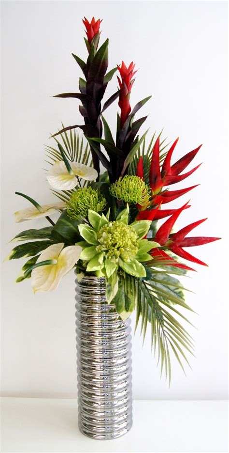 Fabulous Red Artificial Floral Arrangements With Spiral Vase Artificial