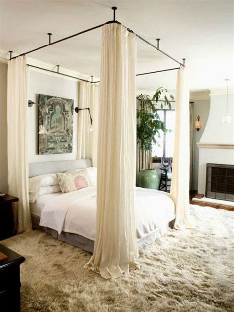 You want 2 hooks on either side of. Romantic diy canopies on a budget | Canopy bed curtains