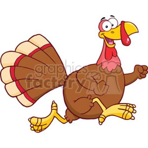 Royalty Free Rf Clipart Illustration Happy Turkey Bird Cartoon Character Running Clipart
