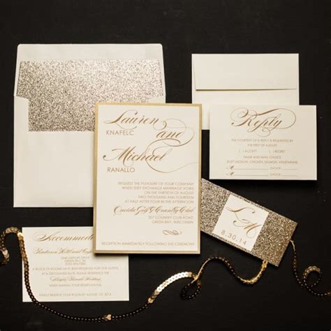 Champagne Glitter Wedding Invitations Too Chic And Little