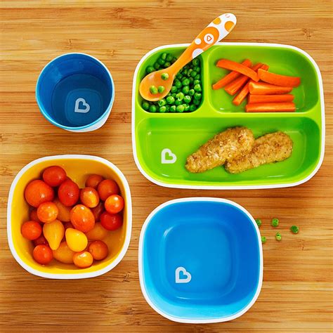 Munchkin Splash 4 Piece Toddler Divided Plate And Bowl Dining Set