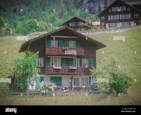 Traditional Swiss House Lauterbrunnen Bernese Overland Switzerland