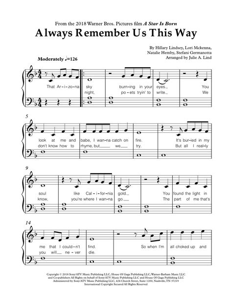 Always Remember Us This Way From A Star Is Born Lady Gaga Piano Sheet Music In 2023 Piano