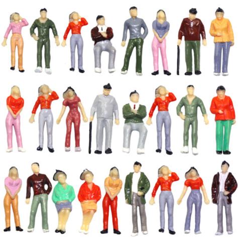 100pcs Model 143 Scale Painted Figures Standing Seated O Gauge People