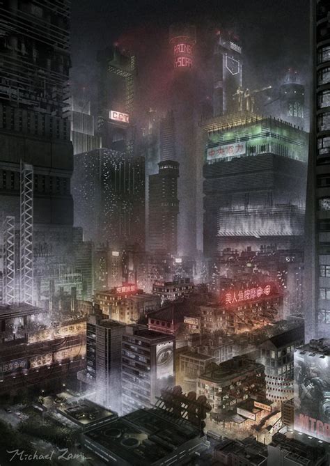 A Night In Common City By Michaellam Cyberpunk City Futuristic City