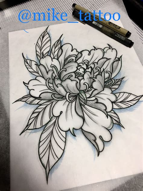 Peony Peony Tattoo Art Drawing Drawings Custom Flowers Tattoo Art