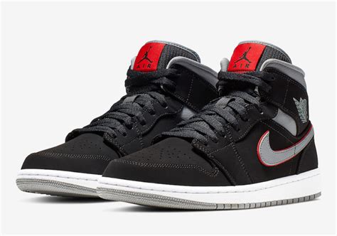 Air Jordan 1 Mid Black Grey Red 554724 060 Release Date Sneakerfiles