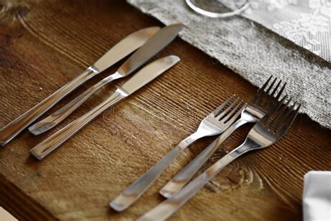 Forks And Knives On A Table Stock Image Image Of Dish Indoors 47502269