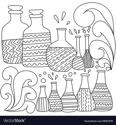 Coloring Page On Topic Science Royalty Free Vector Image