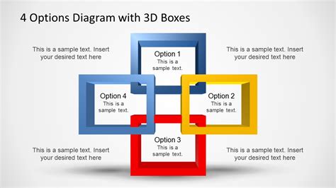 Options Diagram Template For Powerpoint With D Boxes Slidemodel